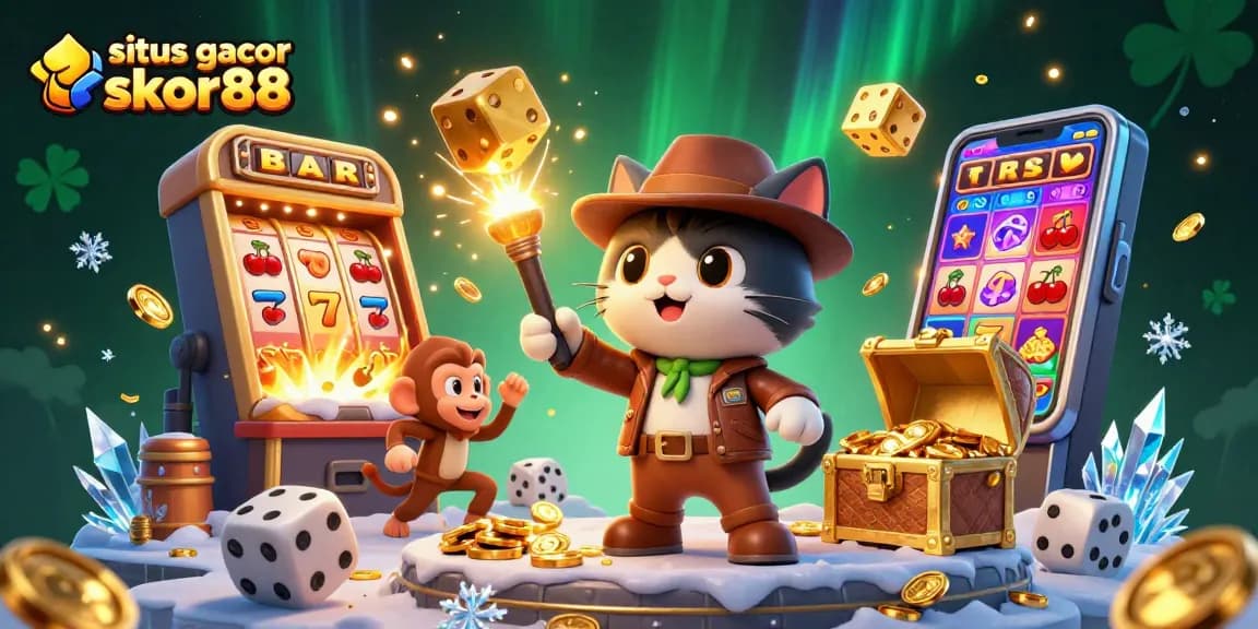 Experience situs gacor skor88 with thrilling gameplay elements in a dynamic casino treasure scene.