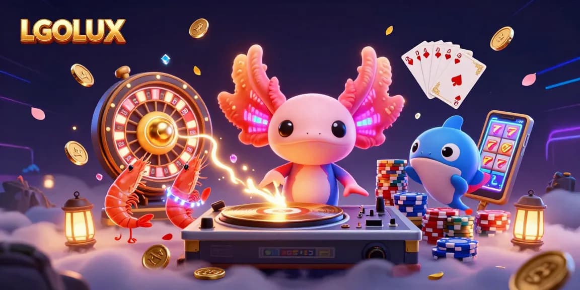 Experience the thrills of LGOLUX with vibrant characters and dynamic casino elements in a lively scene.