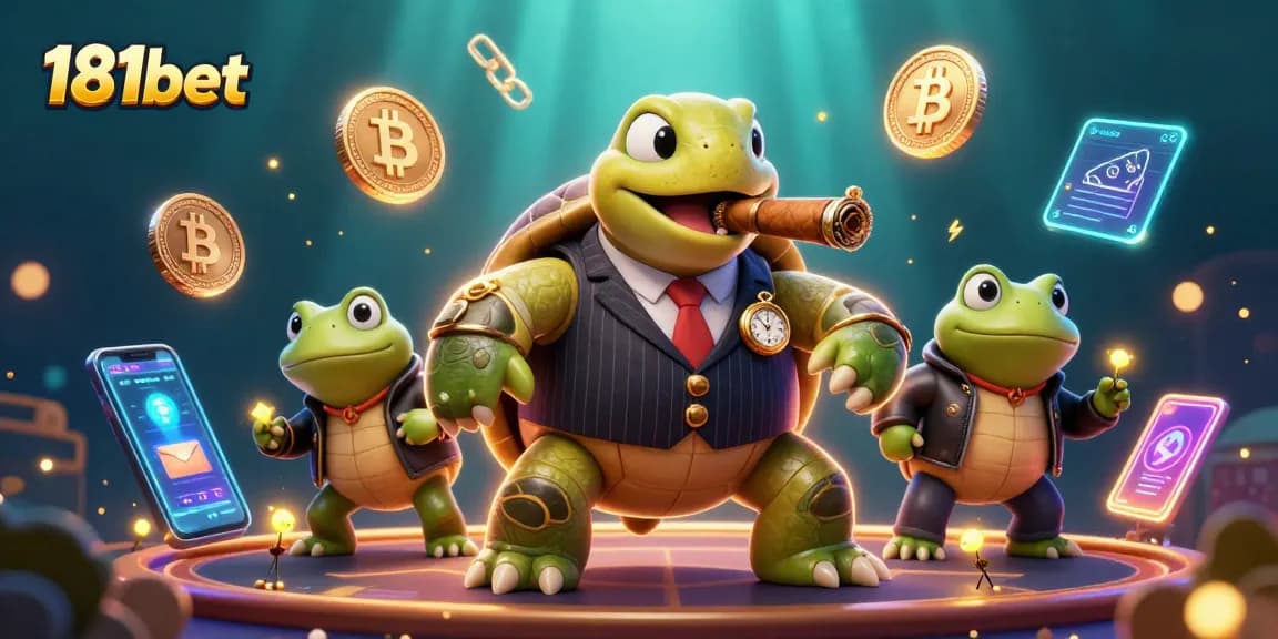 Energize your gamble with the 181bet snapping turtle mobster and crypto elements on a vividly detailed casino floor.