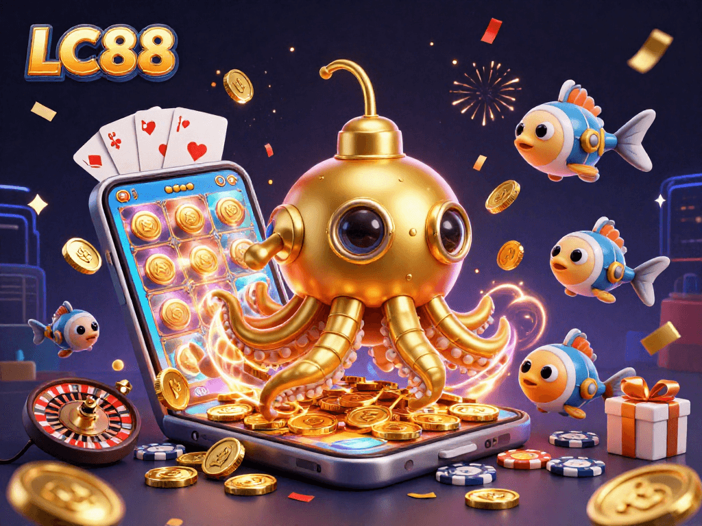 Engage in exciting gaming action at LC88 with vibrant, immersive casino elements.