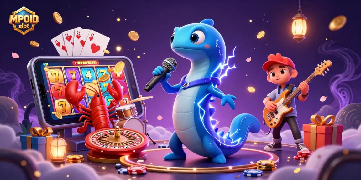 Engage with the thrilling MPOID slot experience through a vibrant underwater casino showcasing exciting characters and gaming elements.