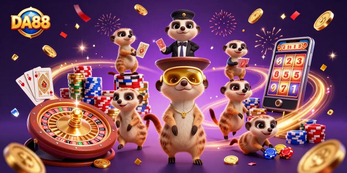 Engaging scene of DA88's meerkat casino with fun gameplay elements highlighting excitement in gambling.