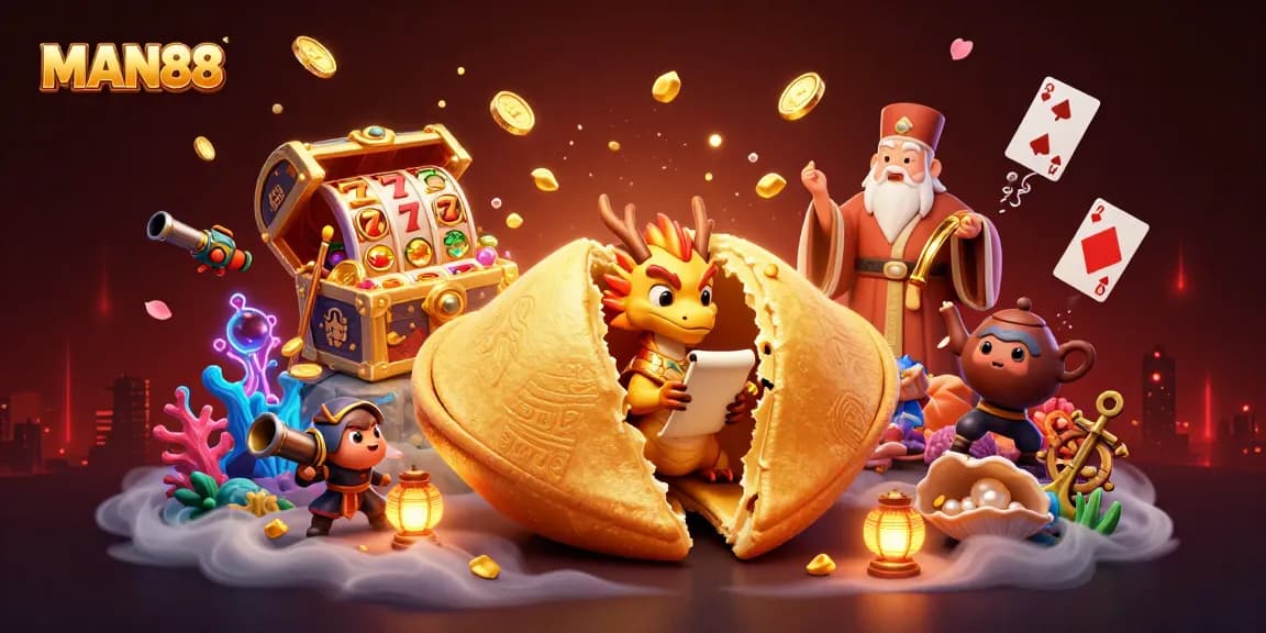 Engage with the exciting world of MAN88's casino, featuring dynamic slot elements and vibrant characters.