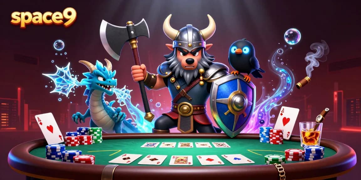 Engage in thrilling gameplay at space9 with poker strategies amid vibrant casino elements.