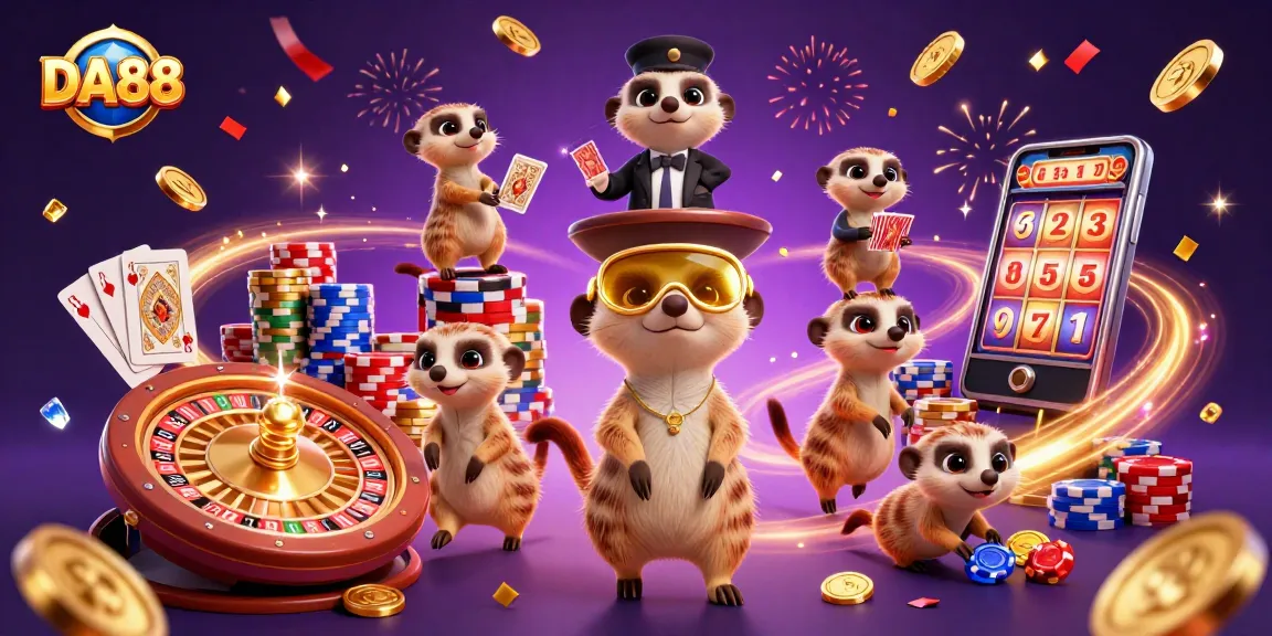 Engaging scene of DA88's meerkat casino with fun gameplay elements highlighting excitement in gambling.