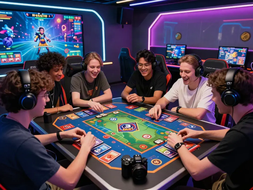 Players enjoying an exciting game of 3 Patti no1 in a vibrant gaming lounge.