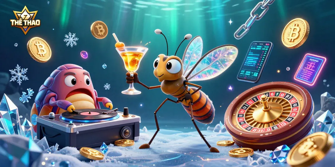 Engage in THỂ THAO gambling with an animated scene featuring a casino mascot and dynamic betting elements.