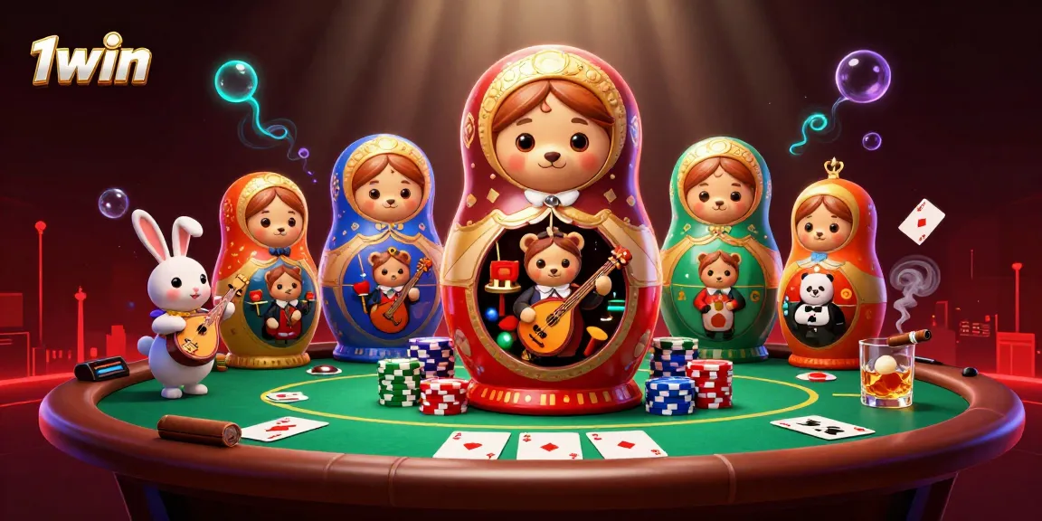 Experience 1win with vibrant casino fun featuring animated bears and a lively atmosphere.