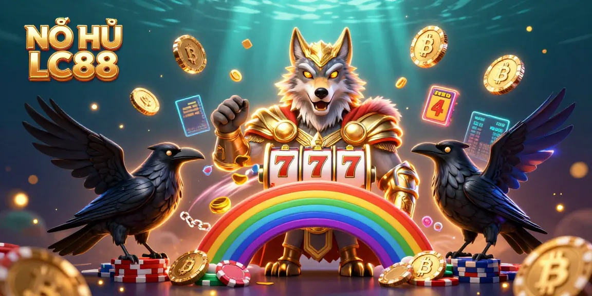 NỔ HŨ LC88 showcases thrilling jackpot excitement with Odin, ravens, and glowing casino elements.