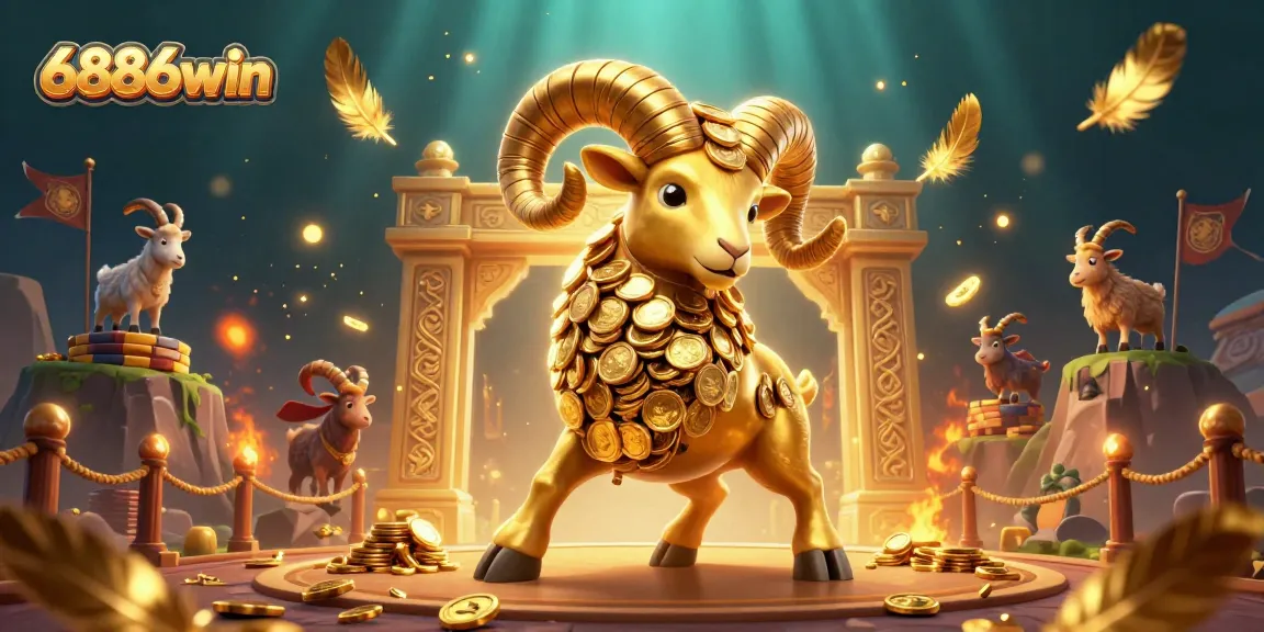 Bet big with 6886win in a vibrant casino arena featuring a charging golden ram surrounded by dynamic gaming elements.