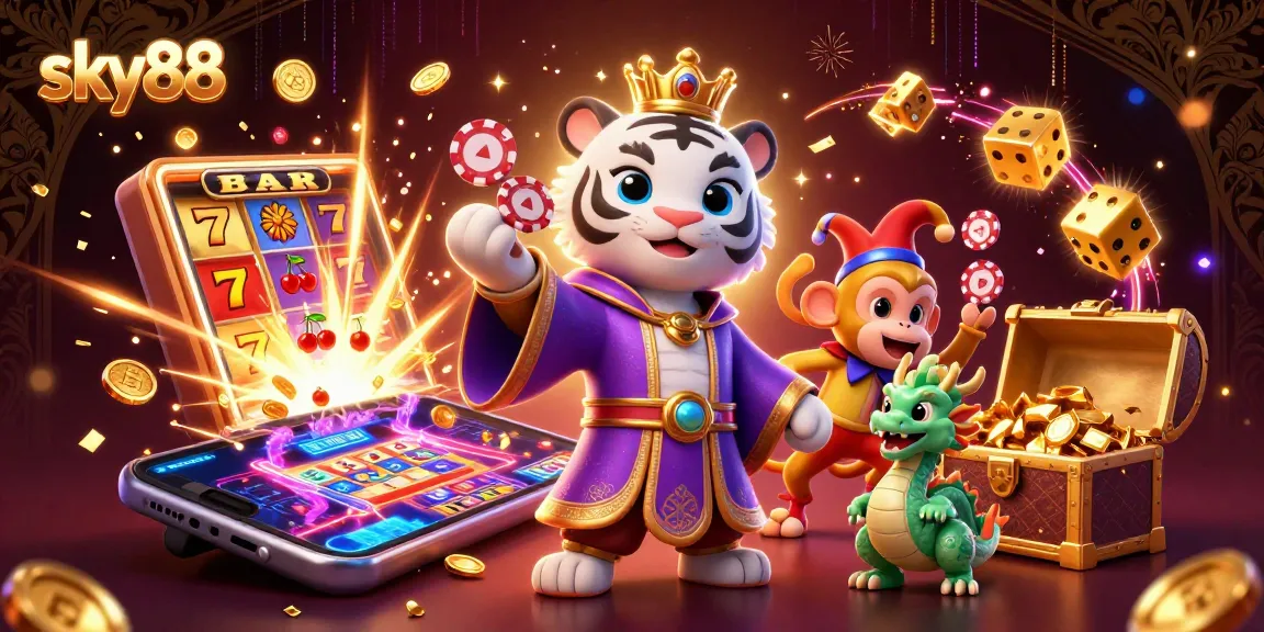 Experience thrilling sky88 action with vibrant casino elements and animated characters.