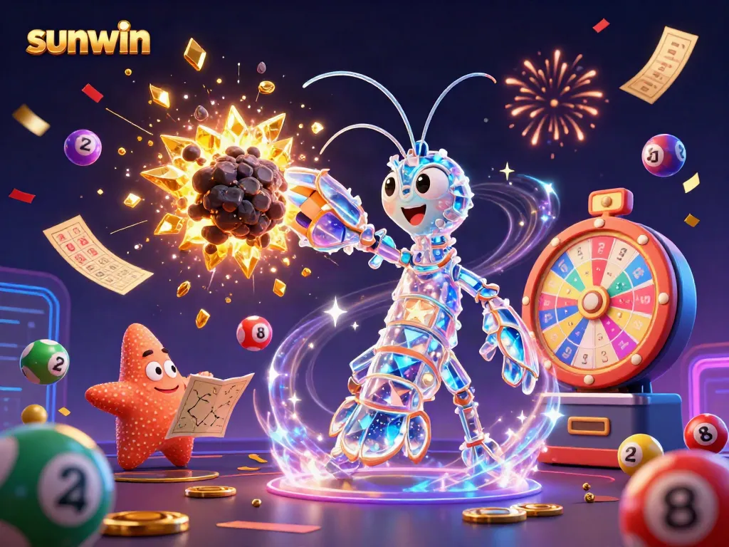 Experience the excitement of sunwin with vibrant casino visuals featuring a galactic samurai and colorful game elements.