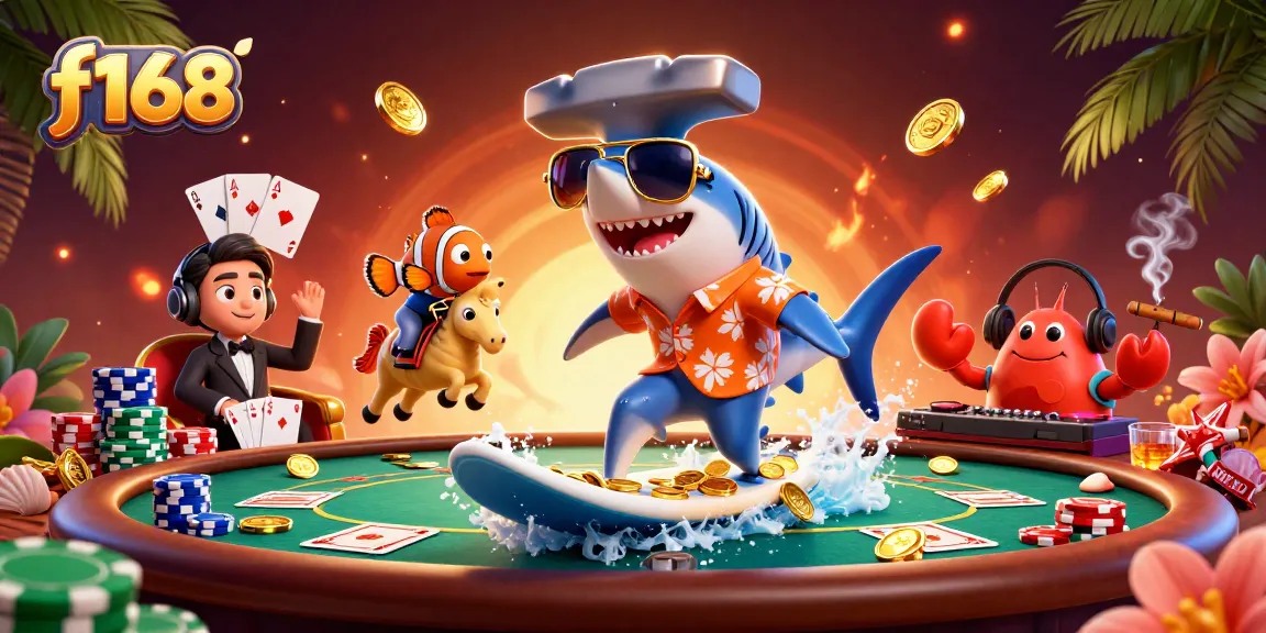Experience thrilling poker action at f168 with vibrant characters and rich game elements embodied in this illustration.