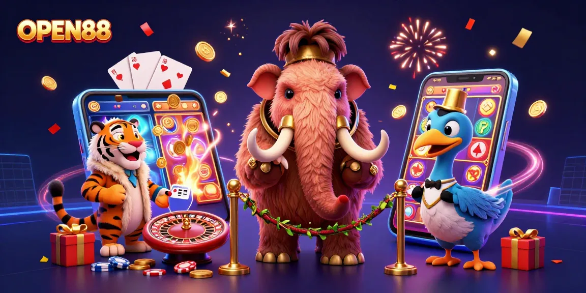 Join the thrilling world of OPEN88 with vibrant slot games and a lively casino scene.