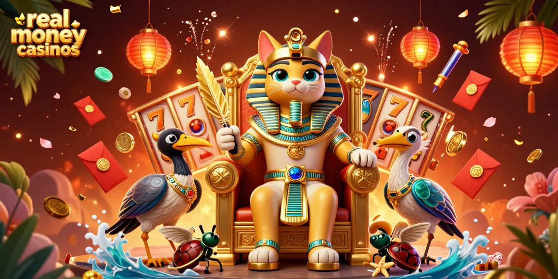 Experience thrilling real money casinos with vibrant scenes of festive gaming and excitement.