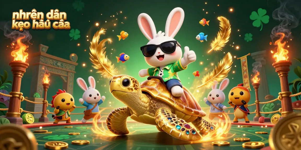 Enhance your betting strategies with nhận định kèo nhà cái, featuring a fun 3D rabbit and golden turtle.