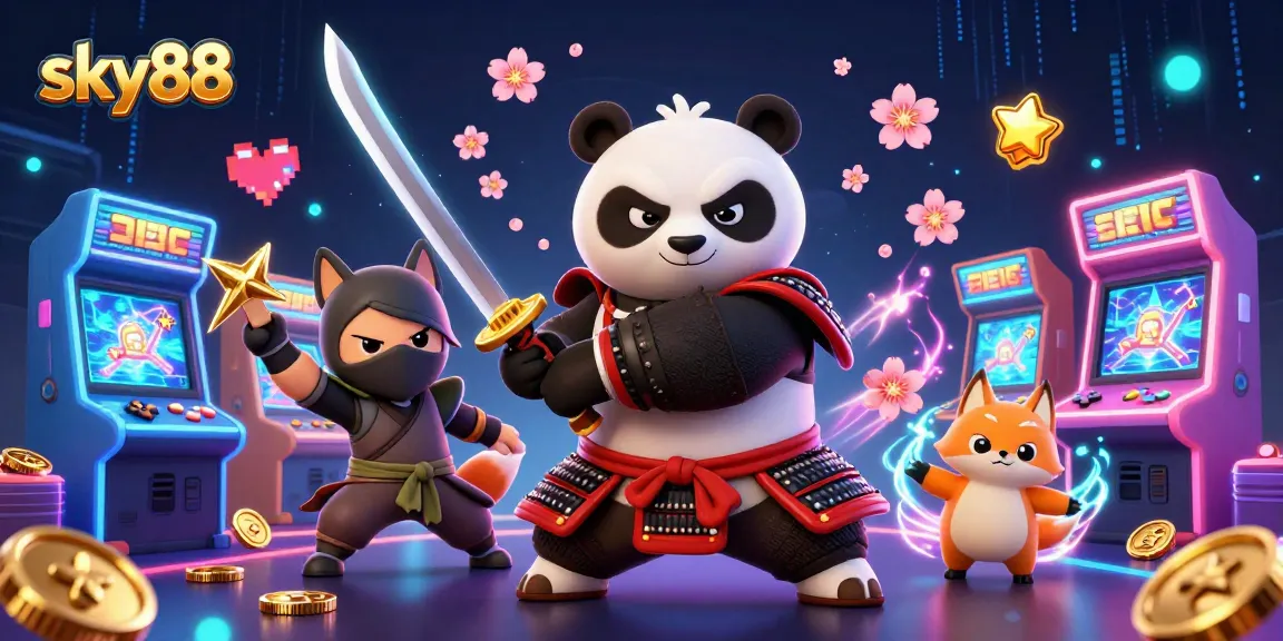 Experience thrilling gameplay at sky88 with colorful gaming characters in a dynamic casino scene.