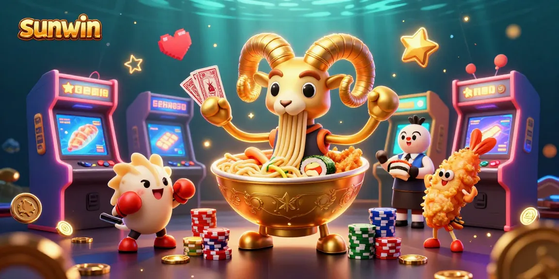 Experience sunwin's vibrant casino atmosphere with colorful 3D characters and gaming elements.