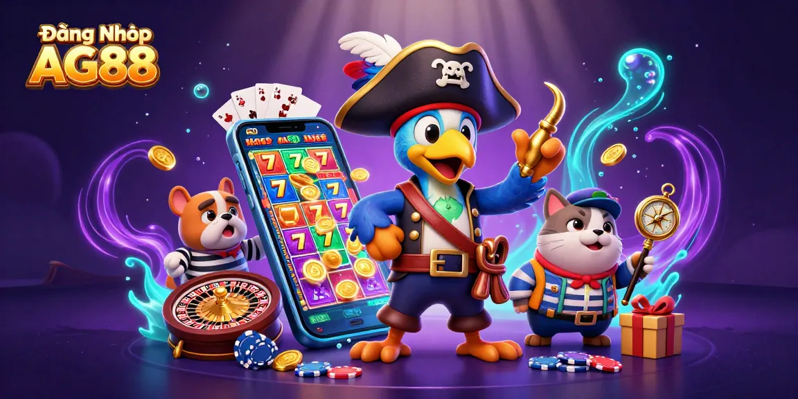 Engage in thrilling gameplay and enjoy Đăng Nhập AG88 with vibrant casino characters and colorful slot elements.