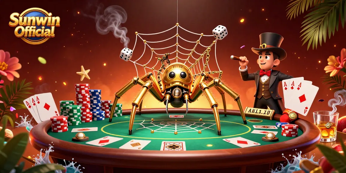 Join the fun at Sunwin Official with an intricate steampunk scene filled with poker and casino elements.
