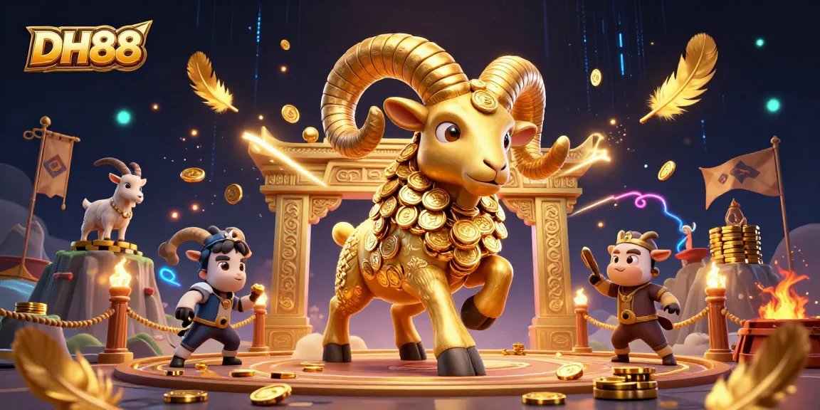 Experience the excitement of DH88 as a golden ram charges through a dynamic casino scene.